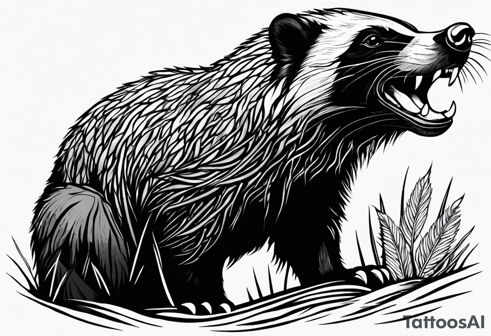 Beautiful powerful honey badger tattoo idea