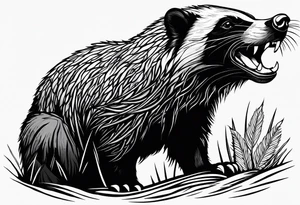 Beautiful powerful honey badger tattoo idea