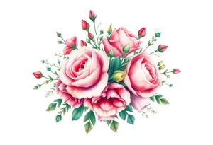 vintage bouquet of wild roses and meadow flowers with morning dew tattoo idea
