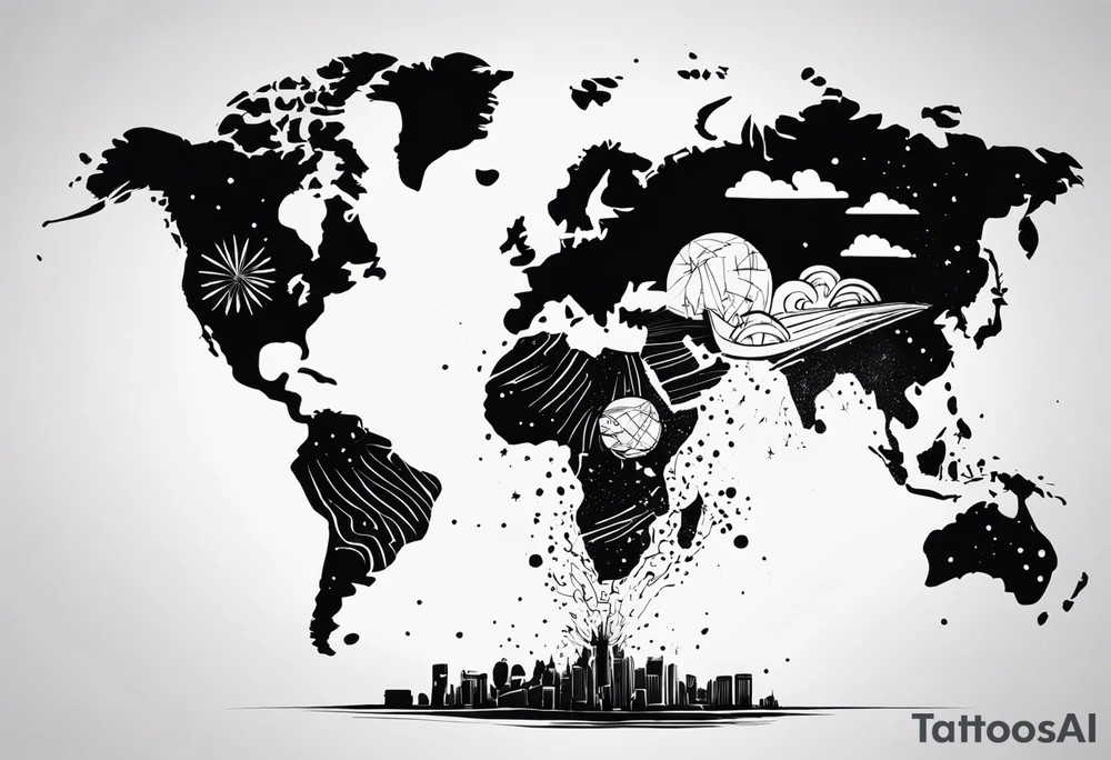 world exploding tattoo idea