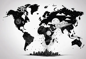 world exploding tattoo idea