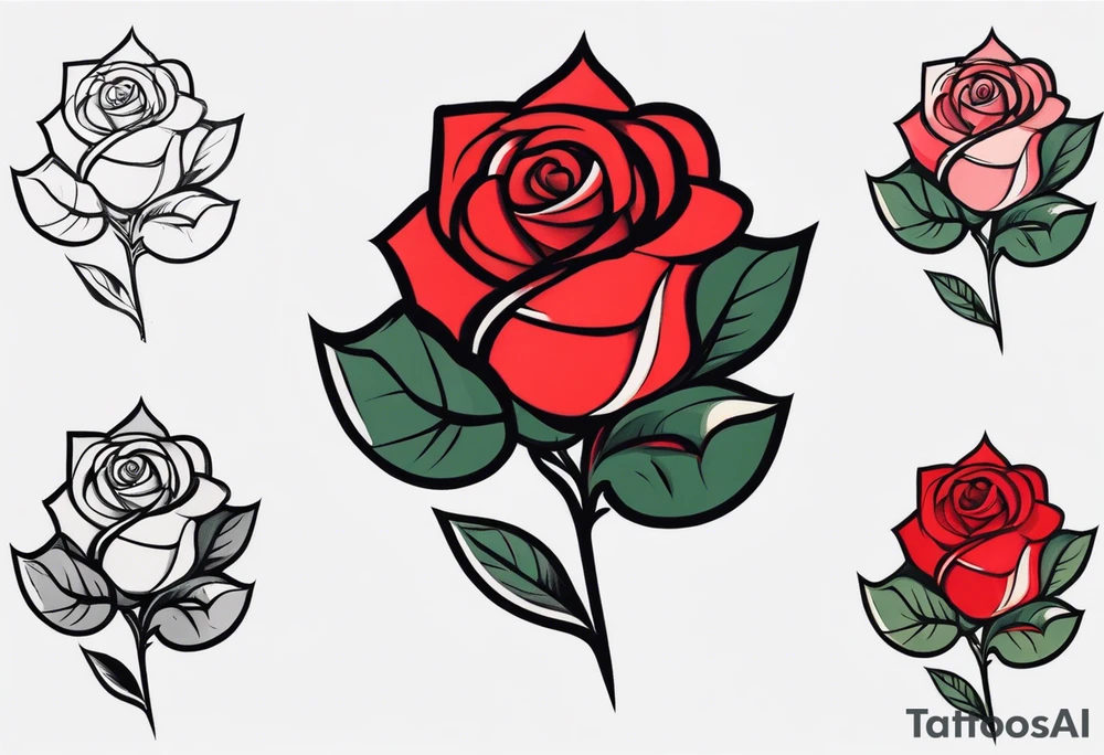 traditional style rose tattoo with the number 5 hidden in it. tattoo idea