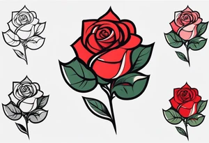 traditional style rose tattoo with the number 5 hidden in it. tattoo idea