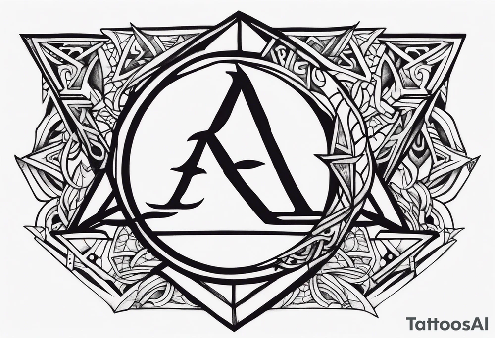 the letters A R in the middle of a ninja headband tattoo idea