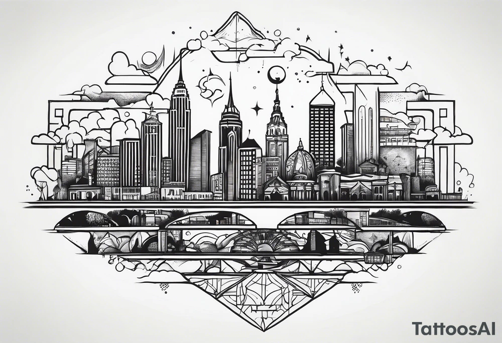 simple city life tattoo idea