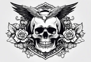 Skull and swallow simple tattoo idea
