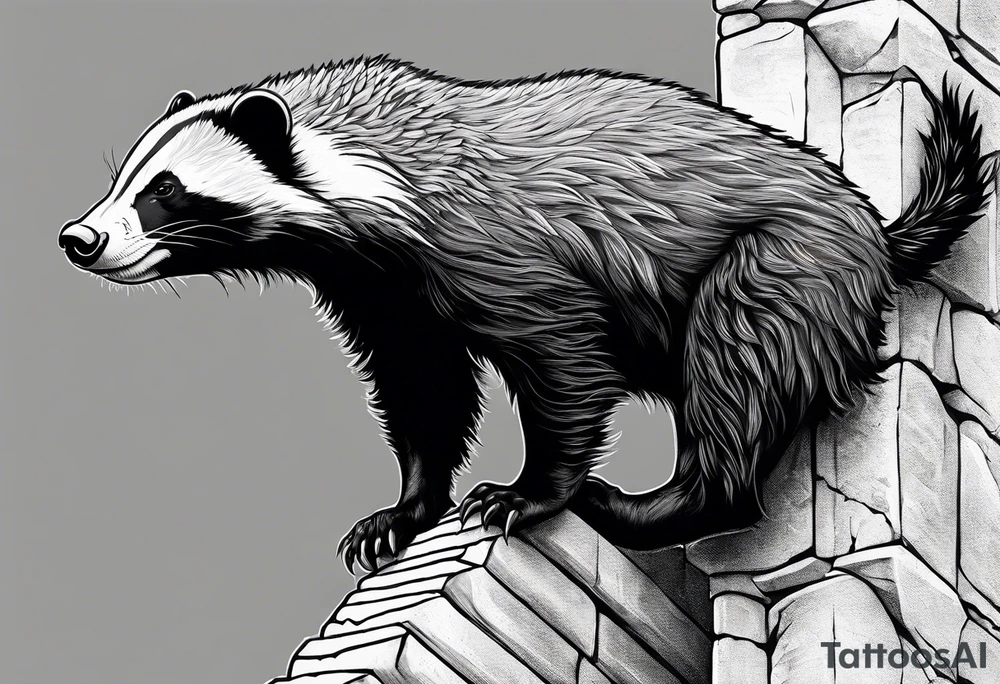 honey badger climbing over 
wall, claws tattoo idea