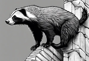 honey badger climbing over 
wall, claws tattoo idea