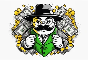 Gangster style design embracing money tattoo idea