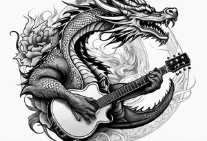 Dragon playing guitar tattoo idea