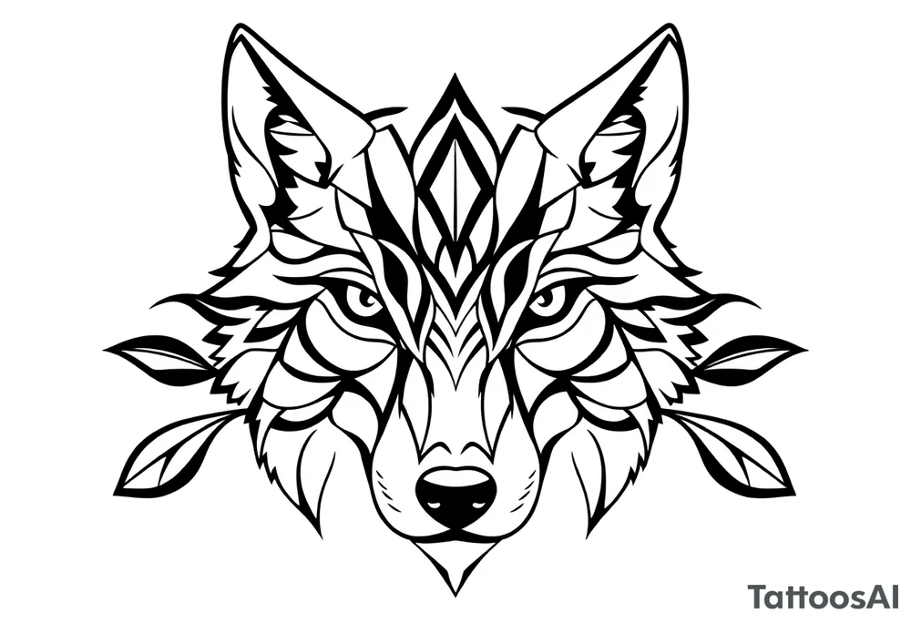 Geometric wolf Face tattoo idea