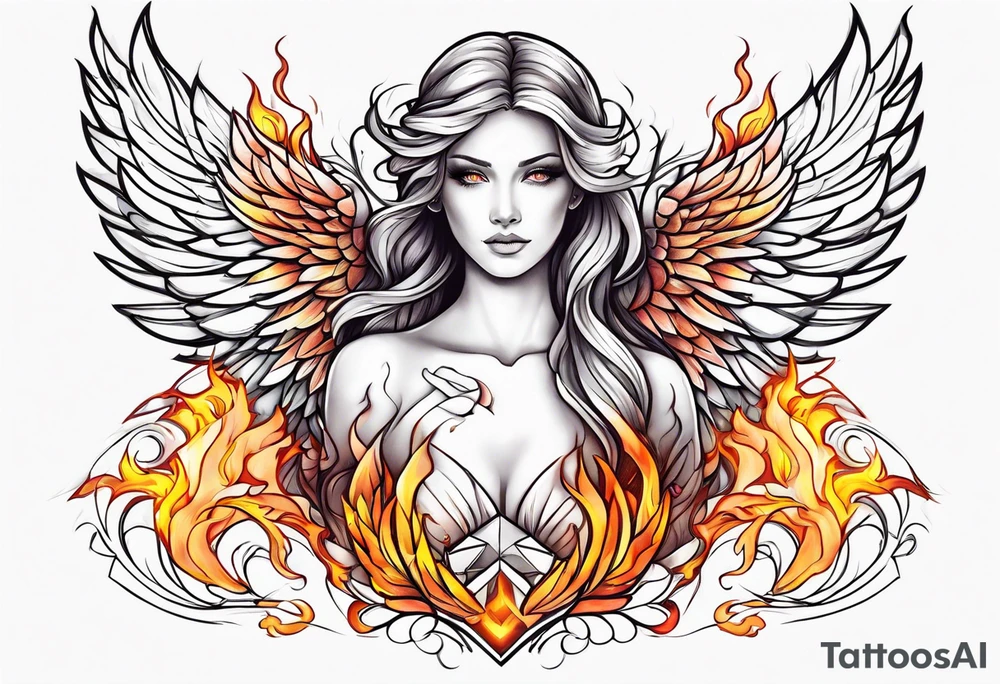 An angel on fire tattoo idea