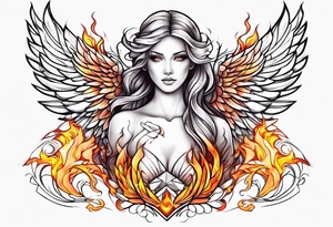An angel on fire tattoo idea