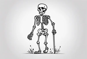 walking happy skeleton tattoo idea