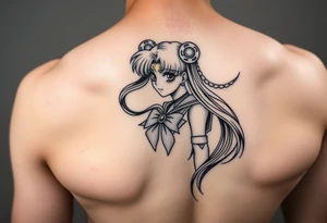full color sailor moon full body feminine tattoo idea