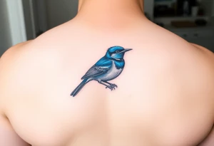 Bright colourful blue wren tattoo idea