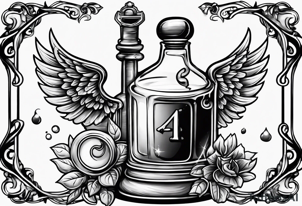Old school key in a potion bottle tattoo idea