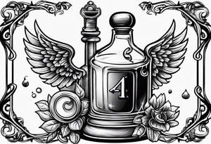 Old school key in a potion bottle tattoo idea