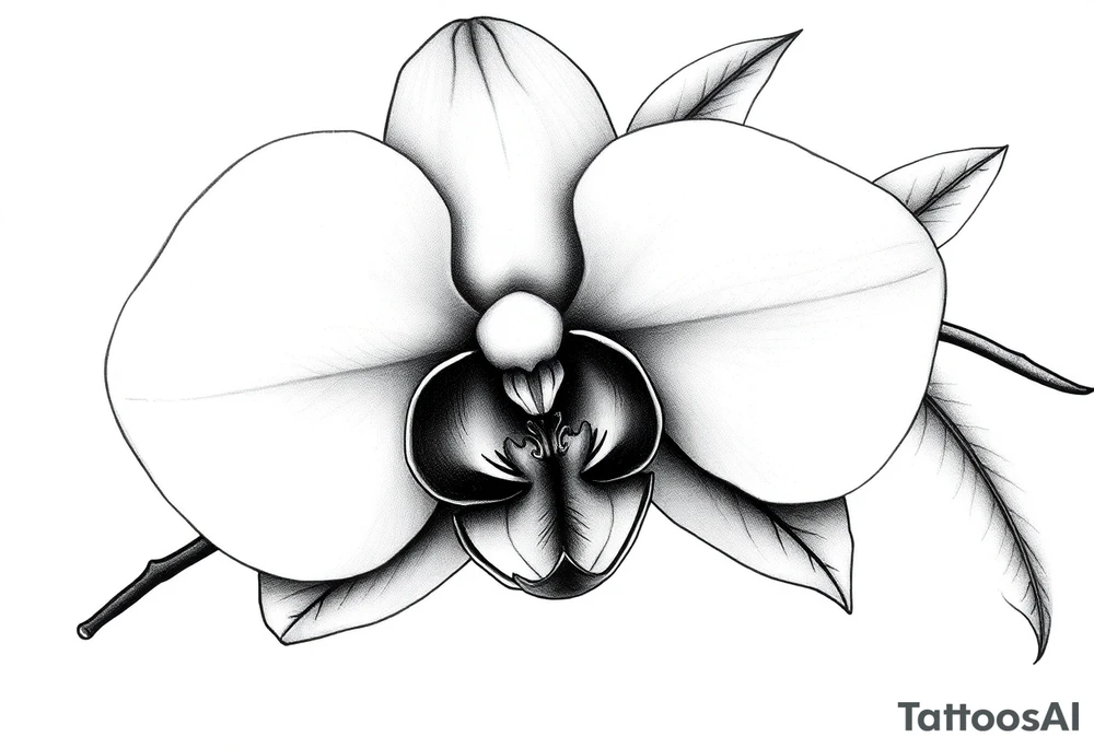 orchid with leavs tattoo idea