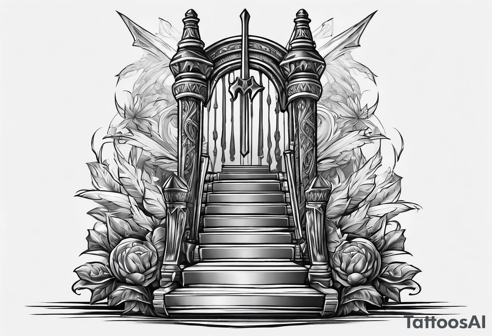 Valhalla sword stairs axe tattoo idea