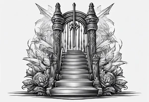 Valhalla sword stairs axe tattoo idea