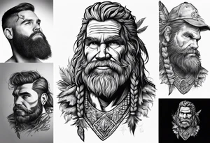 caveman weekend with cross, golf, bourbon, campfire and cabin tattoo idea