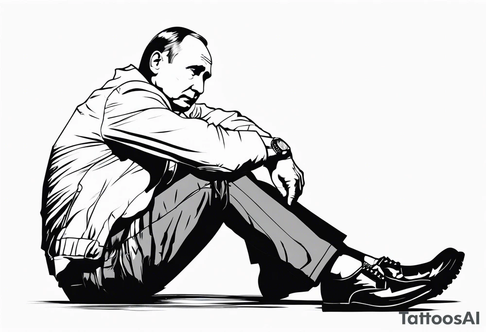 Vladimir Putin, knees on the ground, muzzle of kalashnikov is pointed at his head tattoo idea