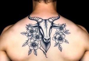 Taurus feminine with purple flowers tattoo idea