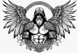 chest christian and wings tattoo idea