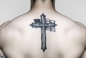 Cross with flag tattoo idea