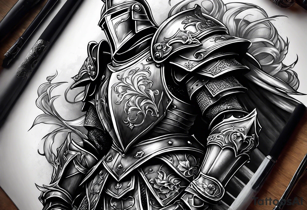 knight in heavy armor tattoo idea