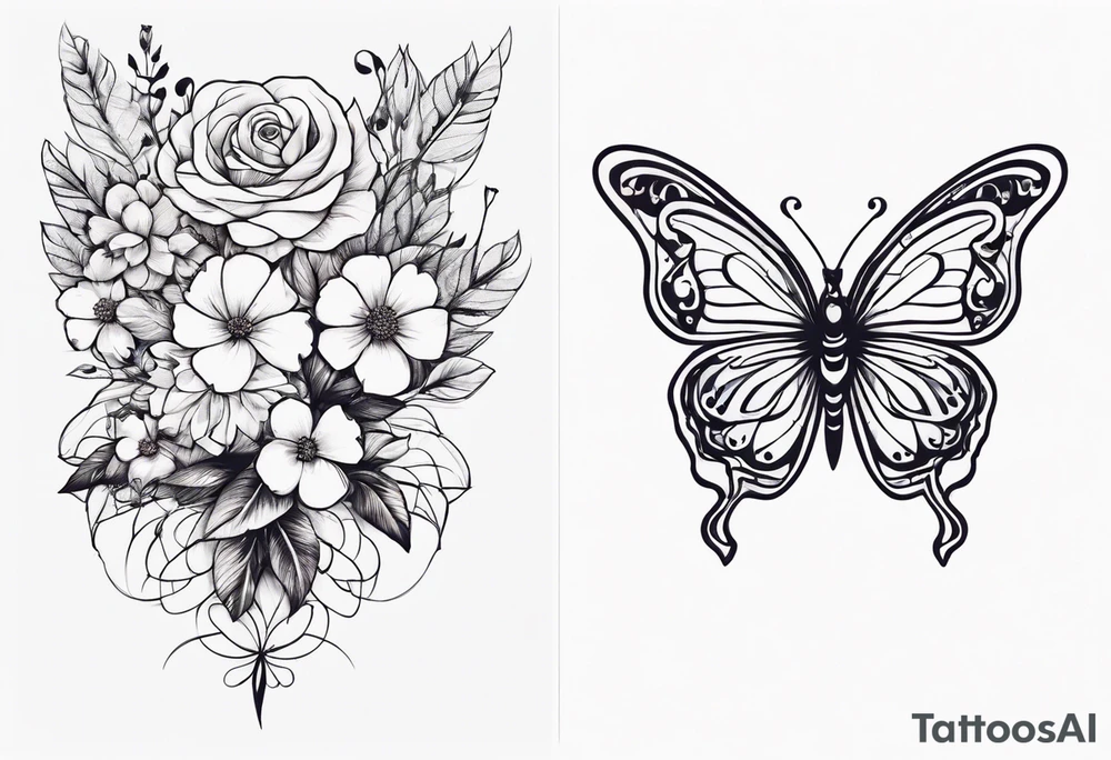 rib cage with 

 flowers and butterflies
simple design minimal sketch tattoo idea