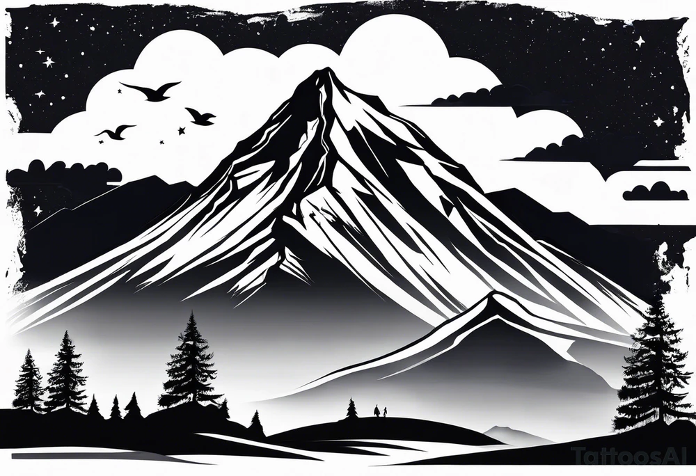 Small
Black
Mountain 
Silhouette tattoo idea