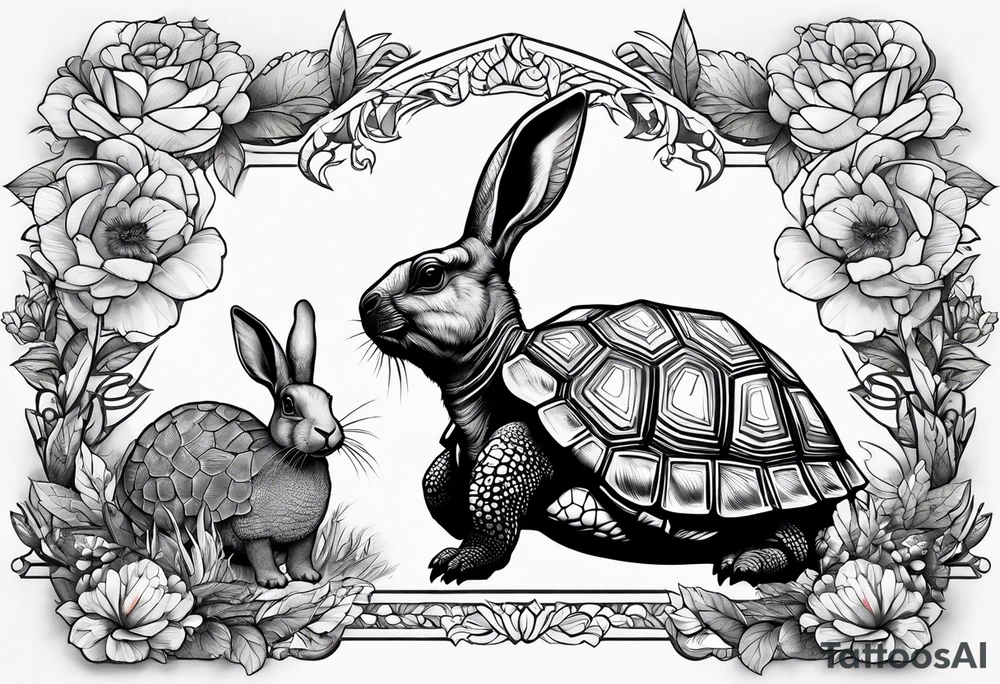 Tortoise and Rabbit tattoo idea
