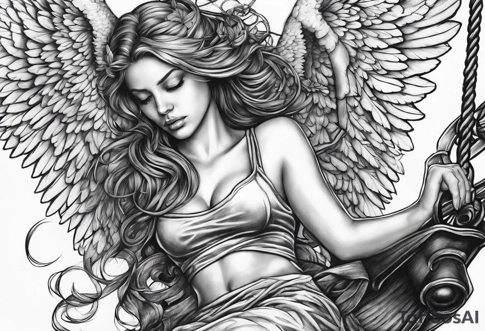 fallen angel on swing tattoo idea