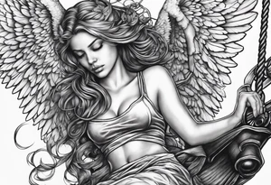 fallen angel on swing tattoo idea