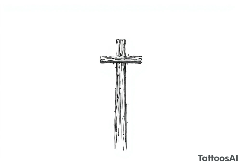 a wooden 12kv pole. Make the pole a cross that has a hidden resemblance to god. tattoo idea