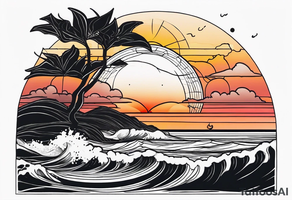 Sunset Over an Ocean Horizon tattoo idea