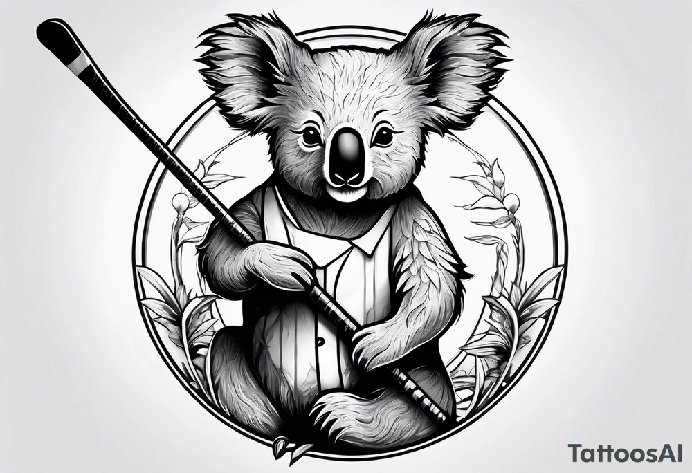 Koala swinging a golf club tattoo idea