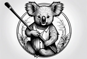 Koala swinging a golf club tattoo idea