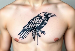 linear abstract raven tattoo idea
