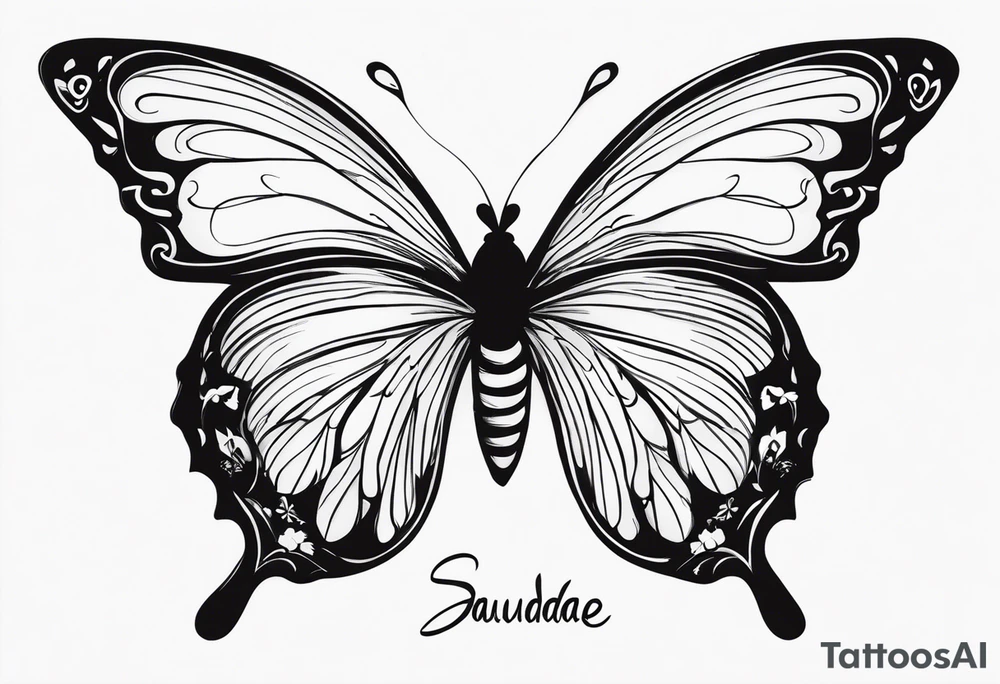 The word saudade with the number 8:18 with butterflies tattoo idea