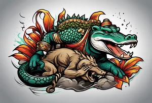 Alligator wrestling a monkey tattoo idea