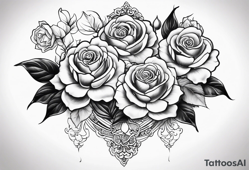 “Julius” tattoo with roses in a cursive font tattoo idea