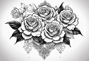 “Julius” tattoo with roses in a cursive font tattoo idea
