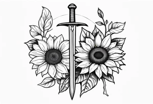 sword with sunflowers on it tattoo idea