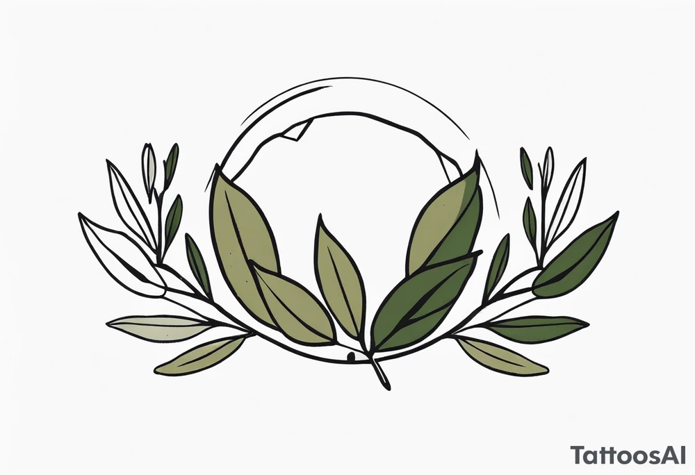 rock tattoo with olive leaves around it tattoo idea