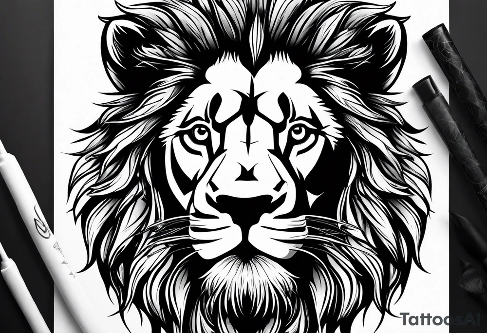 powerful majestic lion, close-up tattoo idea