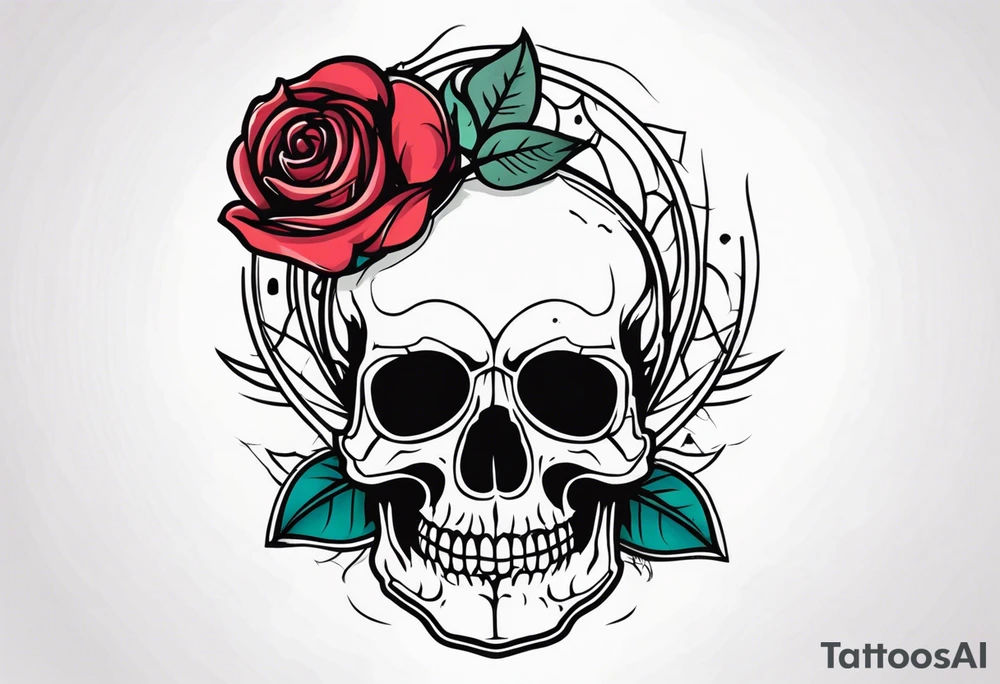 skull with rose tattoo idea