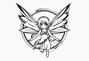 A fairy with a tail that is the fairy in the Fairy Tail anime guild logo in the same position tattoo idea